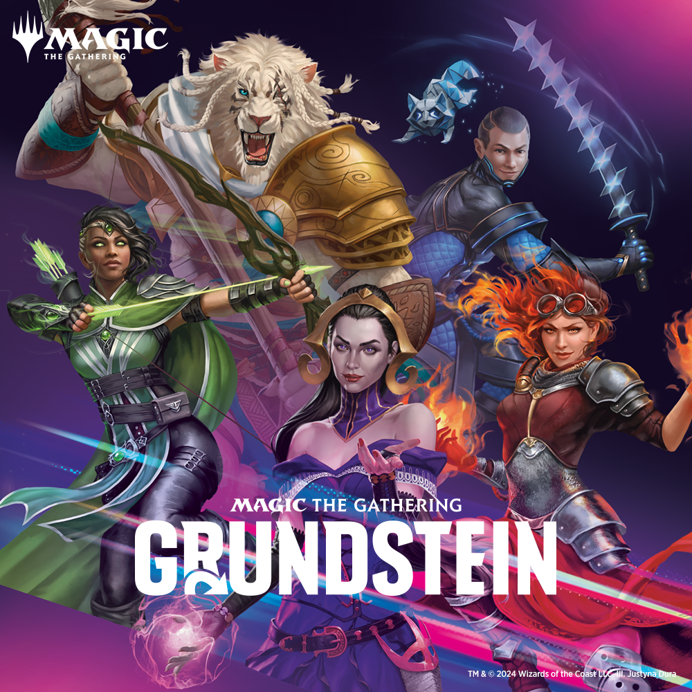 Verpackung von Magic: The Gathering – Foundations (Grundstein). Zu sehen ist ein stilisiertes, magisches Emblem vor mystischem Hintergrund. Das Bild zeigt die offizielle Produktbox.
