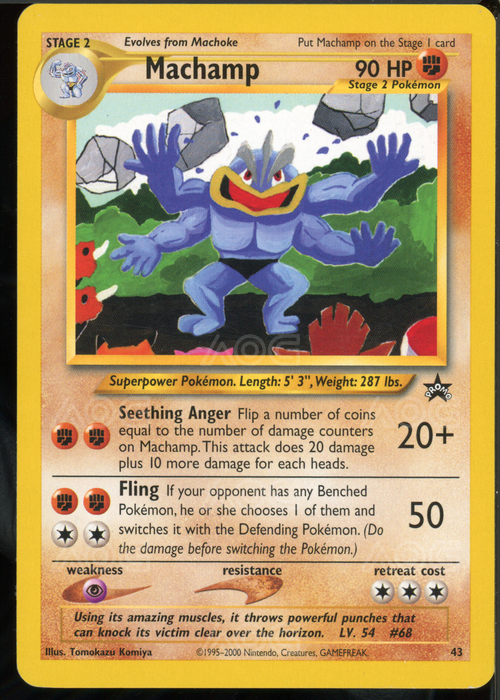 Machamp 43 – WotC Promos – Englisch – AOG Graded 7 – Holo Pokémonkarte von 1999.