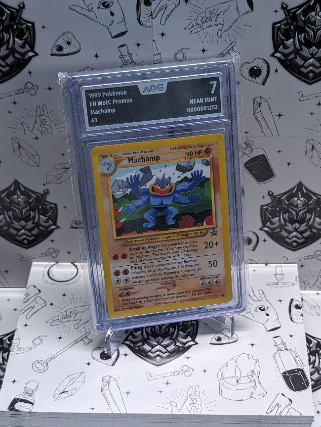 Machamp 43 – WotC Promos – Englisch – AOG Graded 7 – Holo Pokémonkarte von 1999. Live Shot