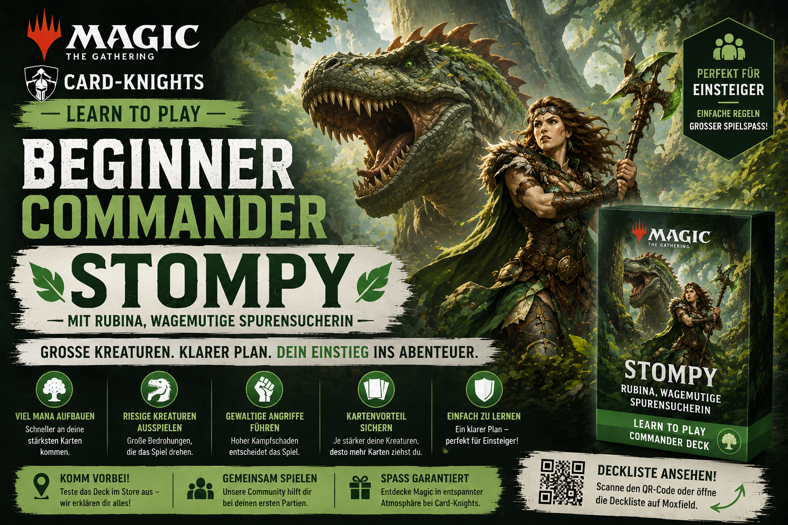 🦖 Magic: The Gathering – Card-Knights Learn to Play Beginner Commander – Stompy