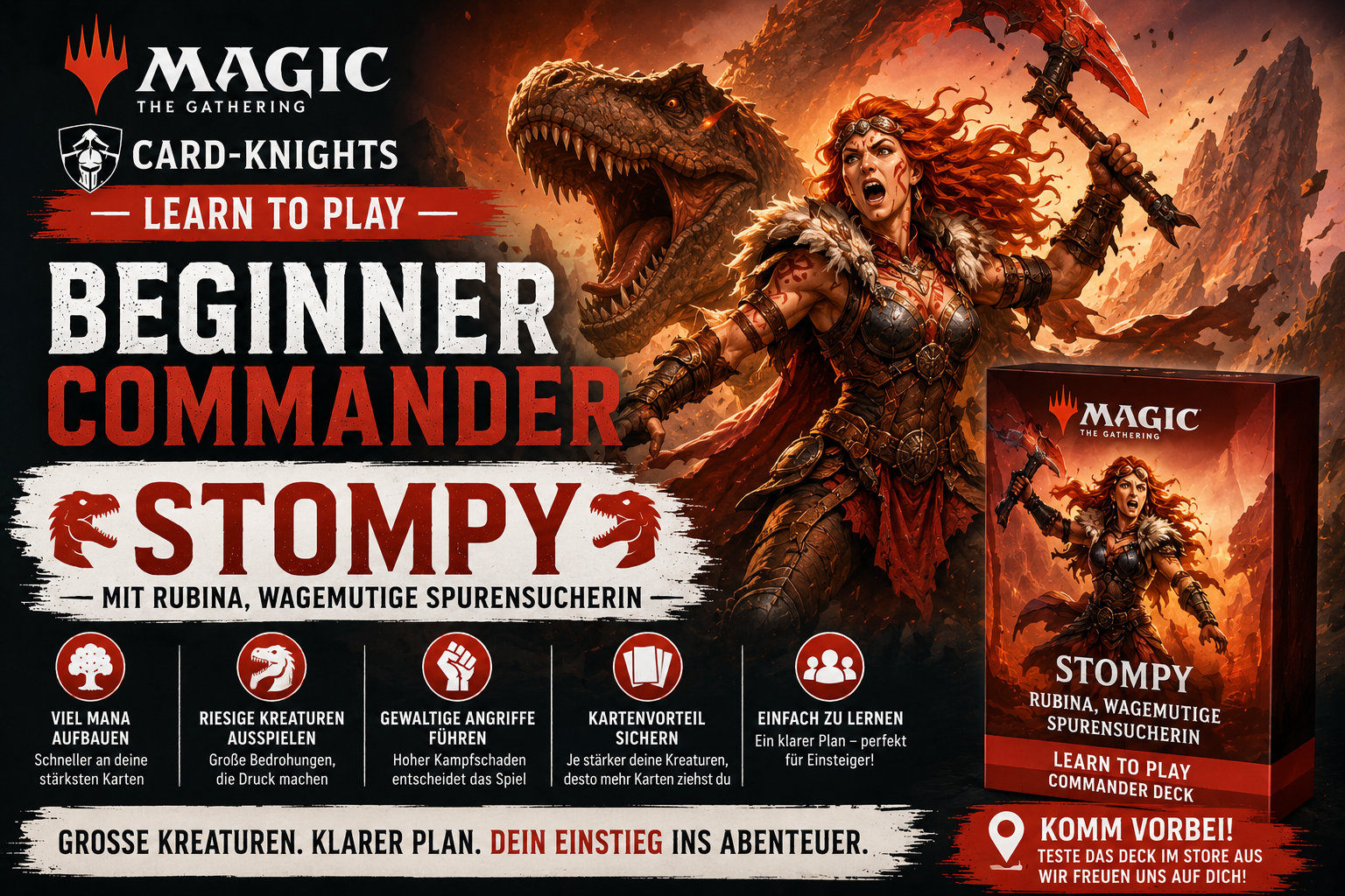 🦖 Magic: The Gathering – Card-Knights Learn to Play Beginner Commander – Stompy