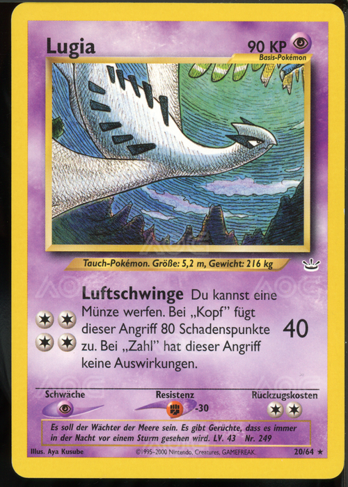 AOG Graded 7 - 2002 Pokémon – Neo Revelation – DE Lugia 20/64