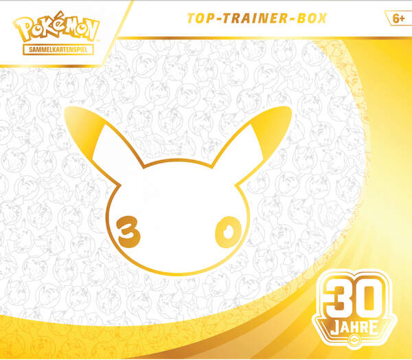 Pokémon 30 Jahre Top-Trainer-Box mit neun Boosterpacks, holografischer Nidorina Vollbild-Promokarte, Kartenhüllen und umfangreichem Zubehör zur Jubiläumserweiterung des Pokémon-Sammelkartenspiels