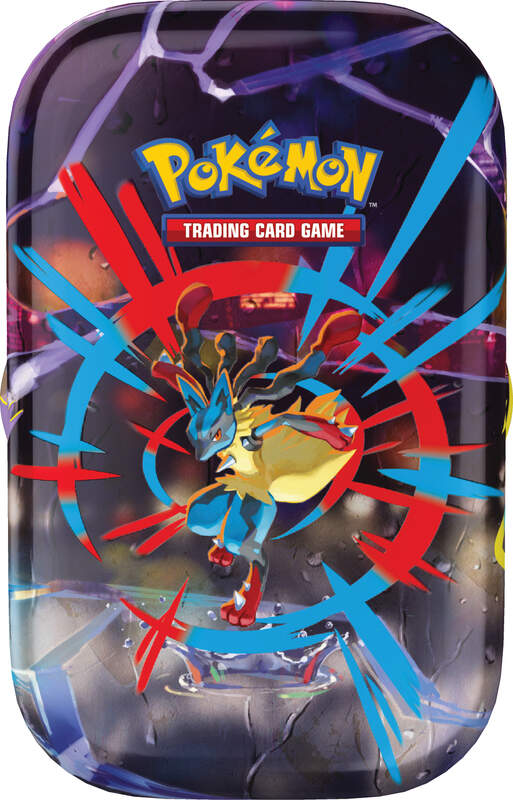 Pokémon Mega-Helden Mini-Tin – Sammelbox mit 2 Boostern, Stickern & Bildkarte im Sammeldesign. Ideal für Sammler und Pokémon-Fans. Lucario