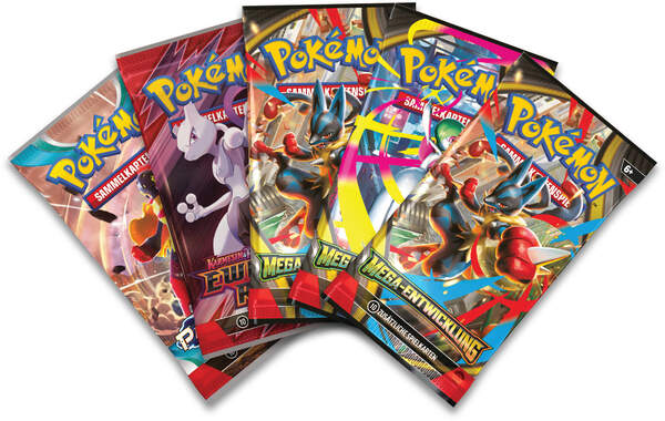 Pokémon TCG Figuren-Kollektion Mega-Lucario-ex mit Promo, XXL-Karte, Figur und 5 Boostern 