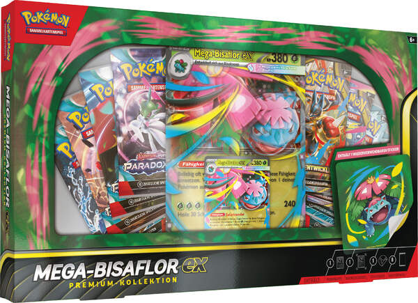Pokémon TCG Premium-Kollektion Mega-Bisaflor-ex mit Promo, XXL-Karte, Sticker und 8 Boostern