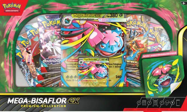 Pokémon TCG Premium-Kollektion Mega-Bisaflor-ex mit Promo, XXL-Karte, Sticker und 8 Boostern
