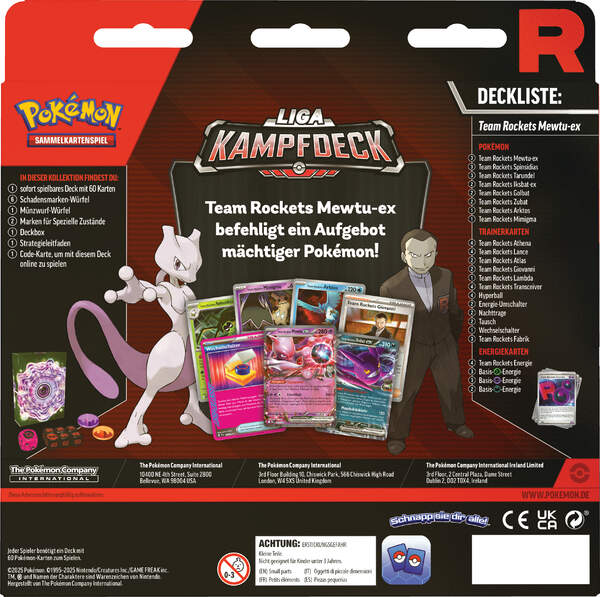 Pokémon TCG Liga-Kampfdeck Rocket’s Mewtu-ex mit 60 Karten, Zubehör und Deckbox Rückseite