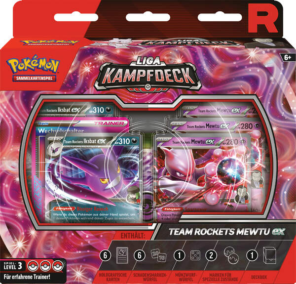Pokémon TCG Liga-Kampfdeck Rocket’s Mewtu-ex mit 60 Karten, Zubehör und Deckbox