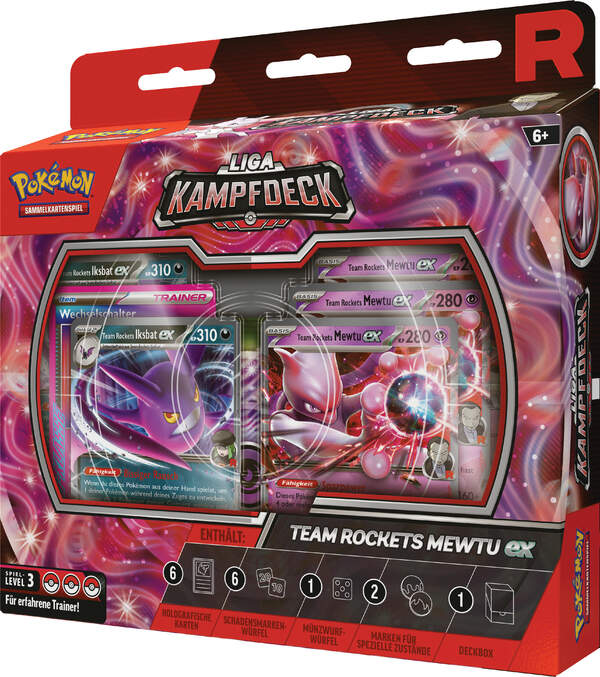 Pokémon TCG Liga-Kampfdeck Rocket’s Mewtu-ex mit 60 Karten, Zubehör und Deckbox