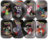 Darstellung eines Mini Tin Displays mit 8 verschiedenen Pokémon-Motivtins aus dem Black Bolt & White Flare Set (S&V 10.5). Jede Tin zeigt ein eigenes Artwork und enthält Boosterpacks, Sticker und Motivkarte.