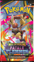 Pokémon ME02 Booster Bundle – Fatale Flammen mit 6 Boosterpacks, feurigem Design und Mega-Glurak auf der Verpackung.