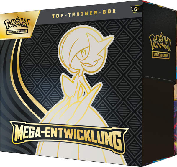 Pokémon TCG ME01 Top-Trainer-Box A – Mega-Entwicklung DE mit 9 Boostern, Promo-Guardevoir & Zubehör Seitenshot