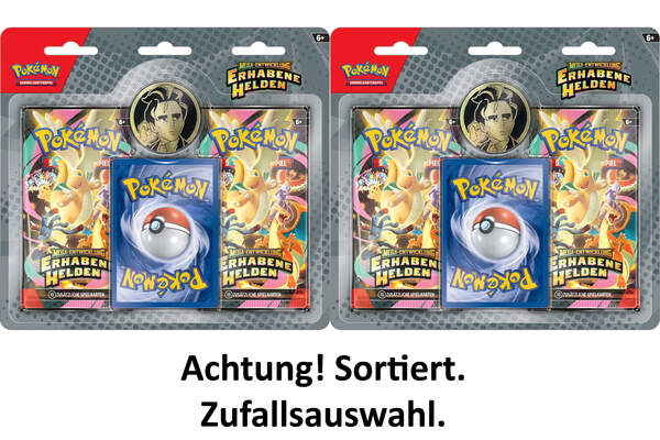 Pokémon ME02.5 Kollektion 2-Pack – Produkt mit zwei Boostern, zufälliger Promo und Münze aus Mega-Entwicklung: Erhabene Helden.