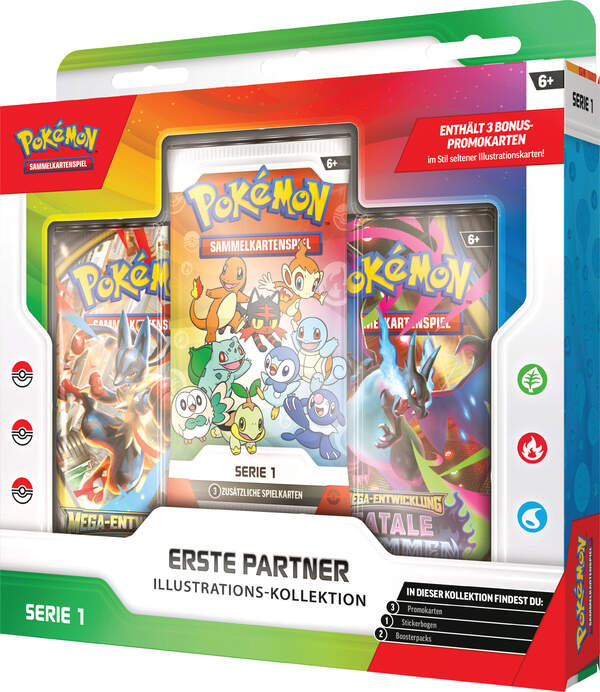 Pokémon Erste-Partner-Kollektion Serie 1 mit Promokarten, Boostern und Stickerbogen