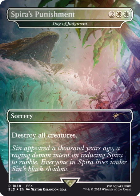 Detailansicht der Kartenillustration mit Final Fantasy-Charakteren im MTG-Stil