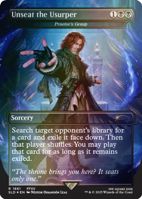 Detailansicht der Kartenillustration mit Final Fantasy-Charakteren im MTG-Stil