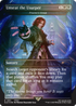 Detailansicht der Kartenillustration mit Final Fantasy-Charakteren im MTG-Stil