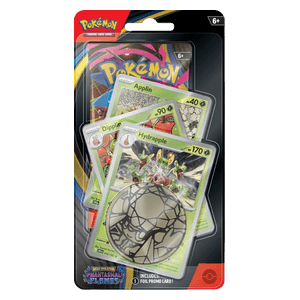 Pokémon Phantasmal Flames Premium Checklane Blister mit Boosterpack, Hydrapple-Promo und Spielmünze in englischer Version.