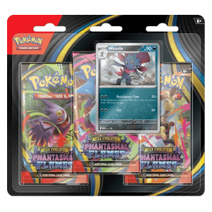 Pokémon Phantasmal Flames 3-Pack Blister mit drei Boostern und Promo Sneasel oder Weavile in englischer Version.