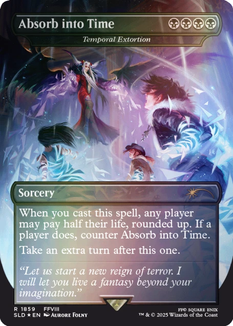 Detailansicht der Kartenillustration mit Final Fantasy-Charakteren im MTG-Stil