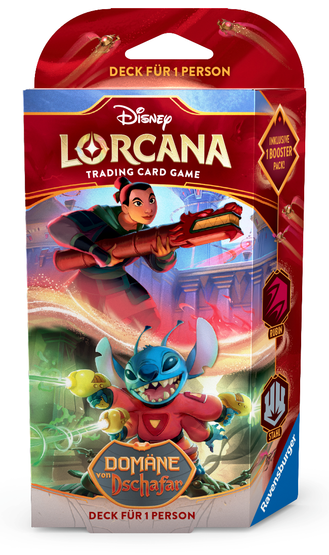 „Disney Lorcana: Domäne von Dschafar Starter Deck – Produktbild Vorderseite“