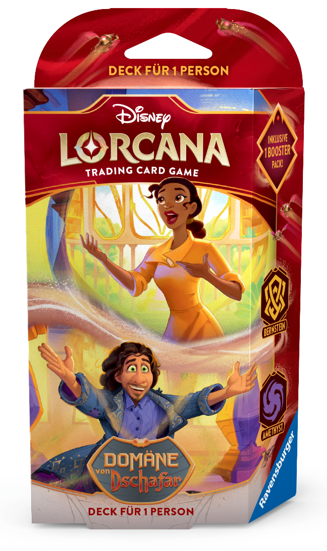 „Disney Lorcana: Domäne von Dschafar Starter Deck – Produktbild Vorderseite“