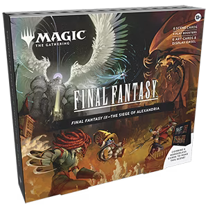 Magic: The Gathering – FINAL FANTASY Scene Box „The Siege of Alexandria“ mit Bahamut vs. Alexander. Enthält 6 Foil Scene Cards, 6 Art-Cards, 3 Booster & Display.