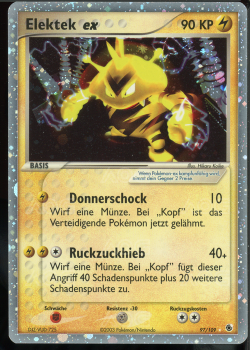 AOG Graded Elektek ex 97/109 aus dem Set EX Rubin & Saphir – Deutsch – Holo Rare Pokémon-ex Karte in exzellentem Zustand (AOG 8)