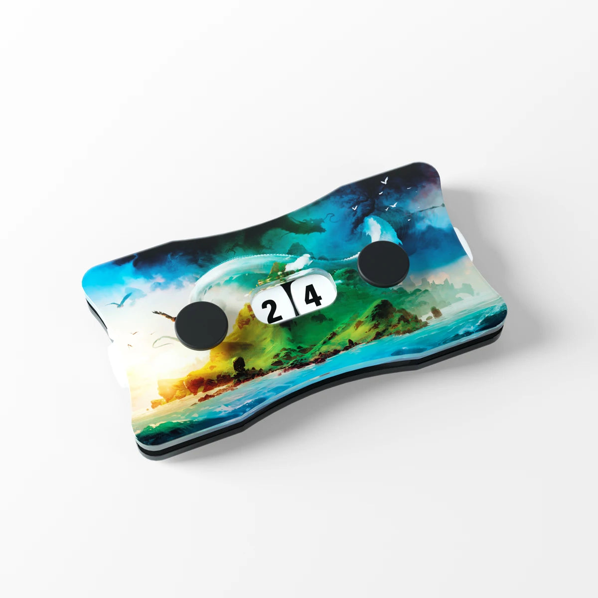 Life Counter Double Dial – Island Edition (Acryl, 0–99), blauer Lebenspunktezähler für Trading Card Games und Brettspiele