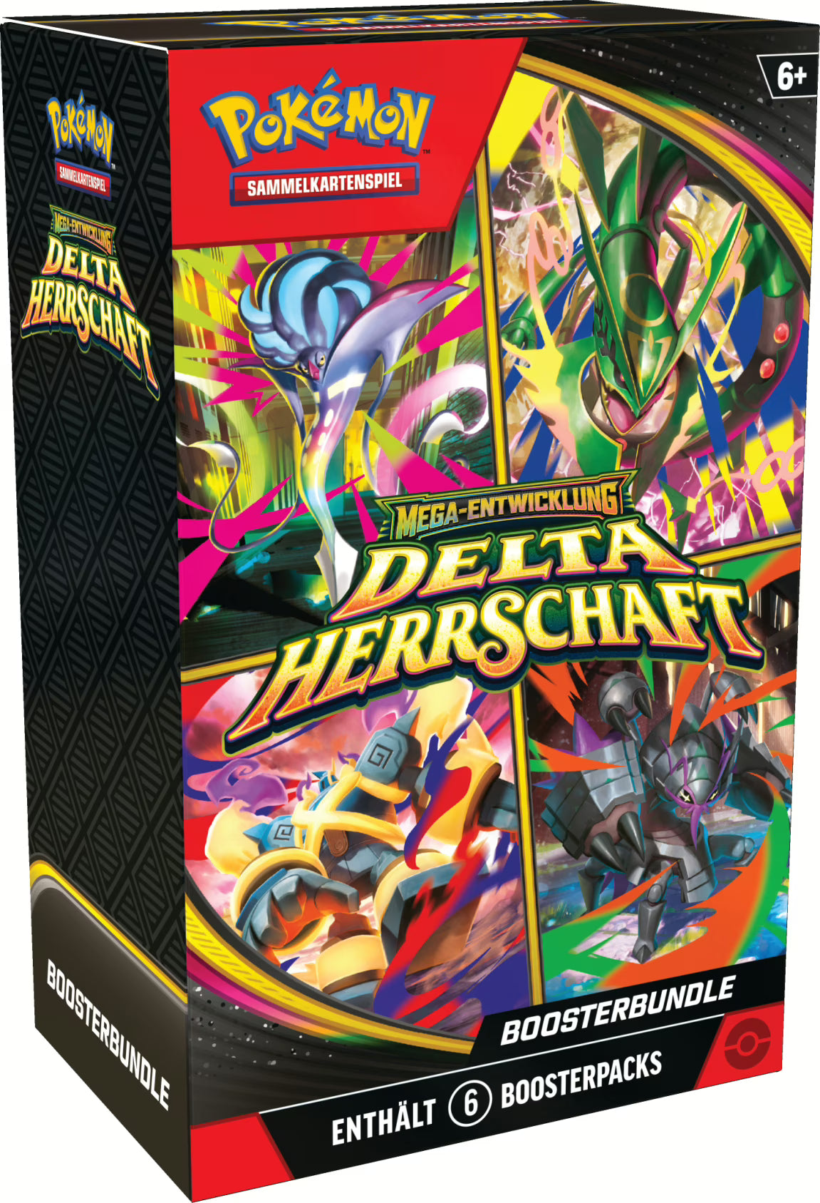 Pokémon ME06 Mega-Entwicklung Delta-Herrschaft Boosterbundle auf Deutsch mit sechs Boosterpacks der Erweiterung rund um Mega-Rayquaza-ex