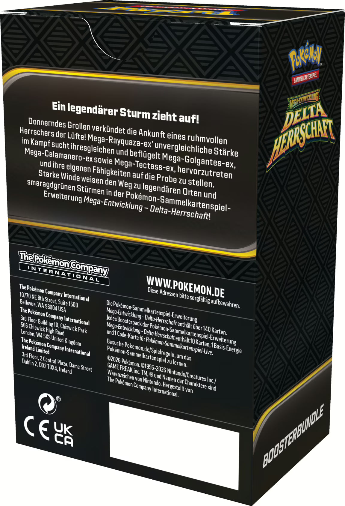 Pokémon ME06 Mega-Entwicklung Delta-Herrschaft Boosterbundle auf Deutsch mit sechs Boosterpacks der Erweiterung rund um Mega-Rayquaza-ex
