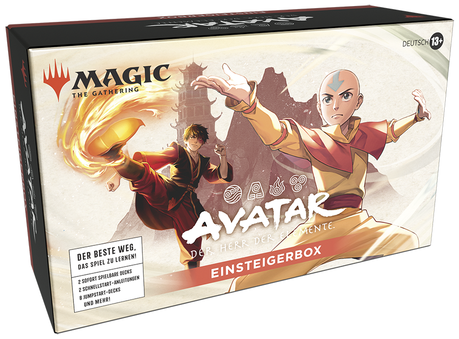 Magic: The Gathering Avatar – Der Herr der Elemente Einsteigerbox (3× Deutsch) mit Decks, Spielmatten und Spindown-Würfeln