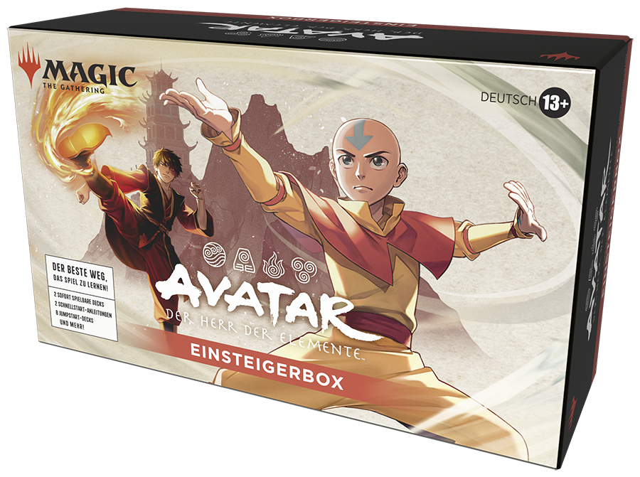 Magic: The Gathering Avatar – Der Herr der Elemente Einsteigerbox (3× Deutsch) mit Decks, Spielmatten und Spindown-Würfeln