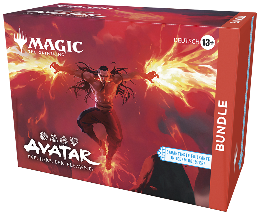 Magic: The Gathering Avatar – Der Herr der Elemente Bundle (Deutsch) mit 9 Boostern, Länder, Spindown & exklusiver Foilkarte