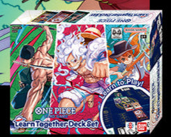 One Piece Card Game – Learn Together Deck Set mit Luffy, Zoro und Nami. Drei Starter Decks, Spielunterlage, Extra Packs & exklusive Sticker-Aktion