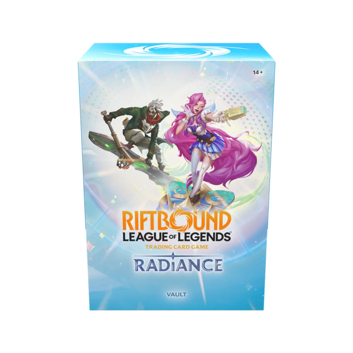 Riftbound League of Legends TCG Radiance Vault Bundle auf Englisch mit sechs Boostern, 36 Basic Runes, drei Full-Art Foil Promo-Tokens und Aufbewahrungsbox