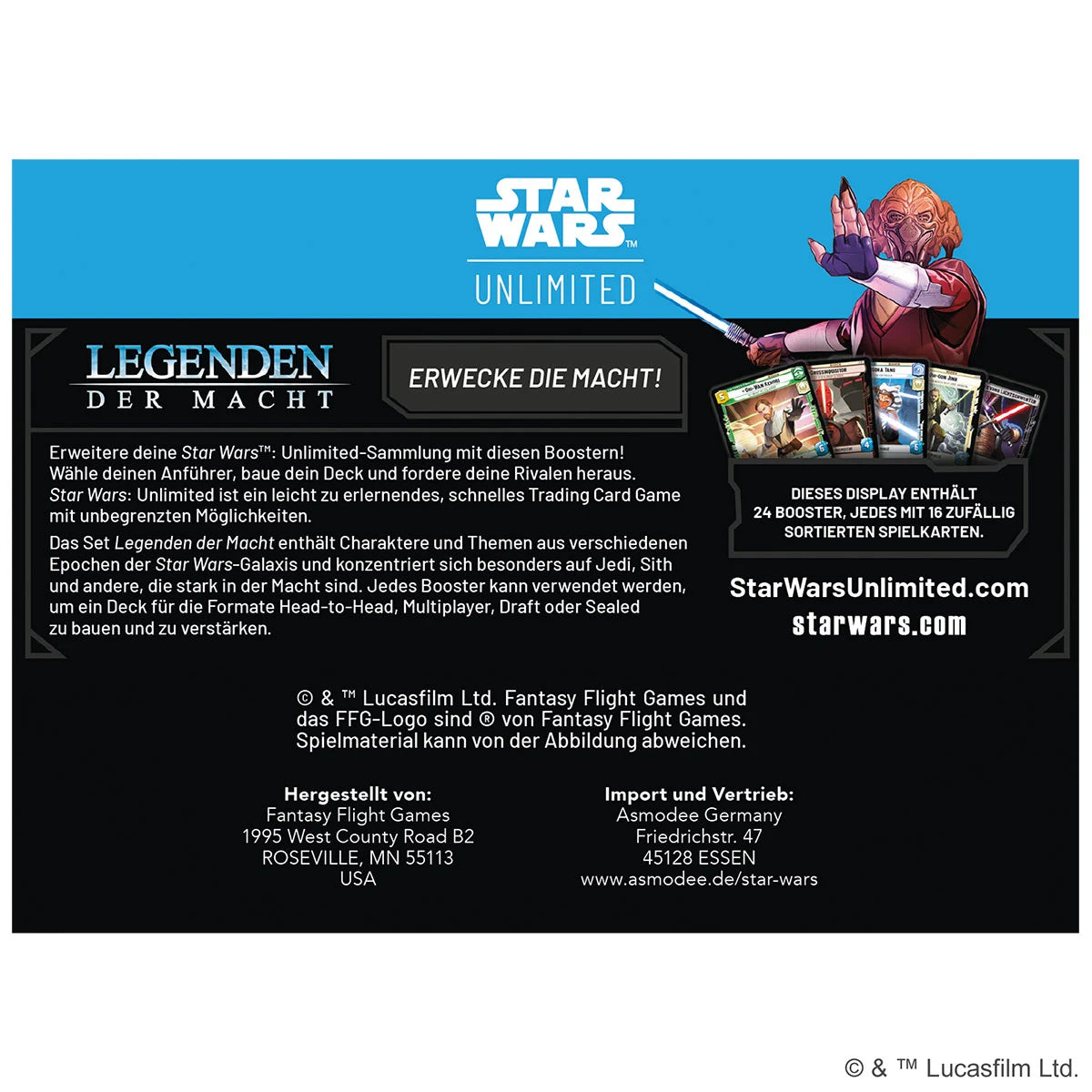 Star Wars Unlimited – Booster-Display Legenden der Macht mit 24 Packs voller legendärer Karten - Cover