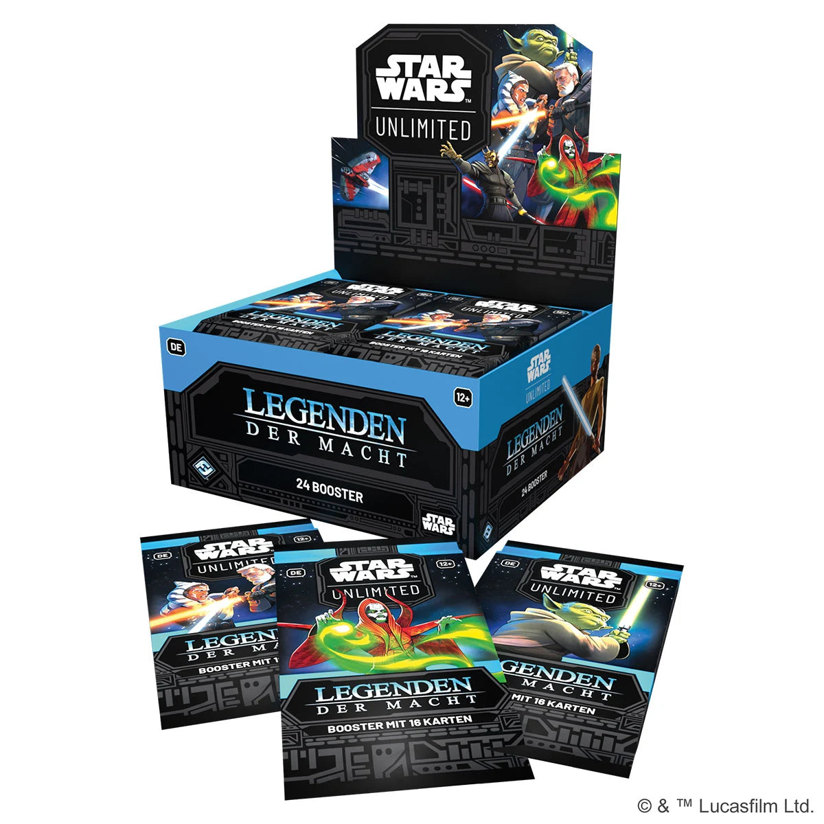 Star Wars Unlimited – Booster-Display Legenden der Macht mit 24 Packs voller legendärer Karten - Explosionszeichnung