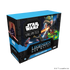 Abbildung der Prerelease-Box von Star Wars: Unlimited – Legenden der Macht. Die Box enthält sechs Boosterpacks, Spielmaterial und zwei exklusive Promokarten mit den Anführern Darth Maul und Qui-Gon Jinn.