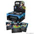 Verpackung des Star Wars Unlimited Booster-Displays Legends of the Force. Box mit 24 Boosterpacks, galaktischem Artwork, Lichtschwert-Motiven und Logos. Enthaltene Karten stammen aus verschiedenen Star Wars Epochen.