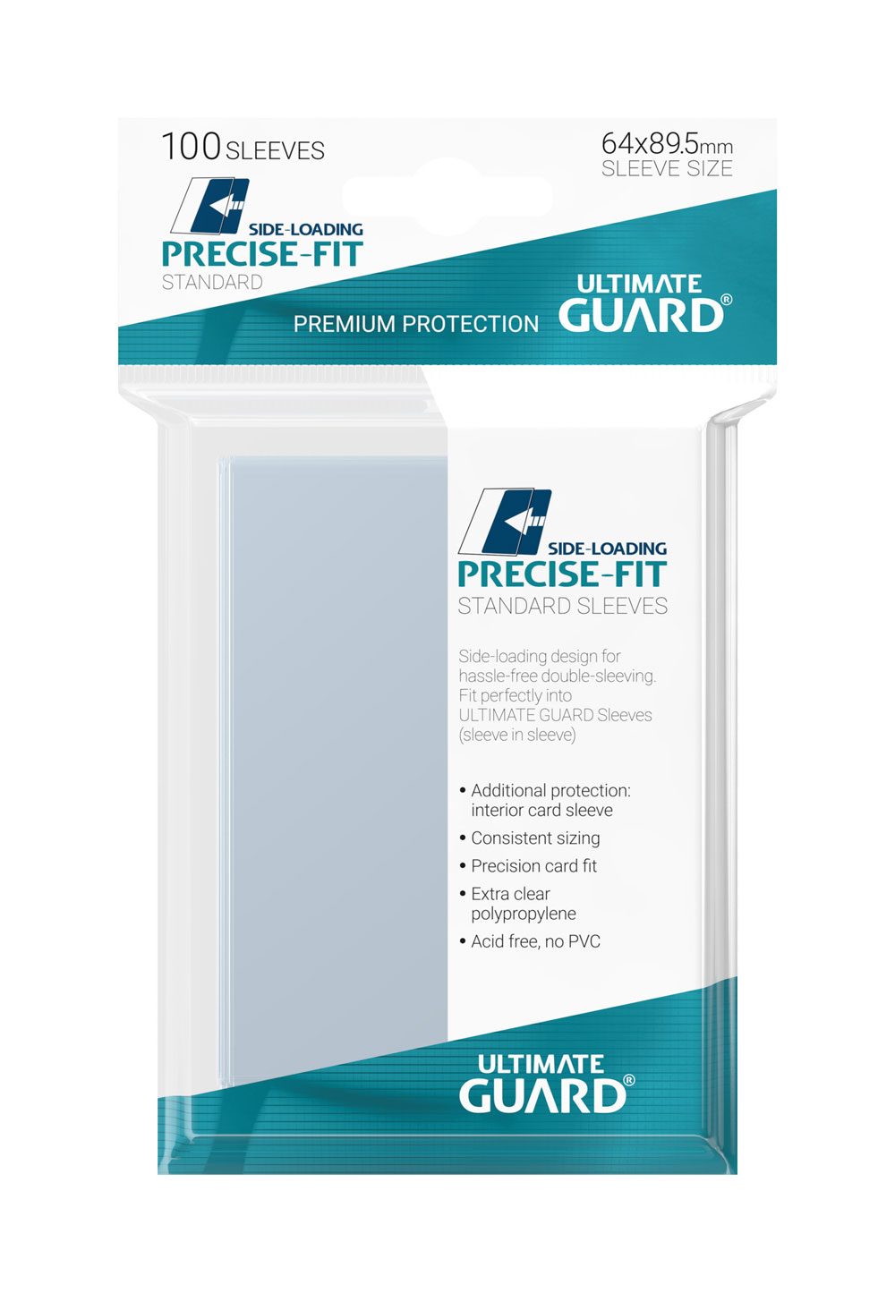 Ultimate Guard Precise-Fit Sleeves Side-Loading Transparent – 100 Kartenhüllen Standardgröße (64 × 89,5 mm) für Double-Sleeving