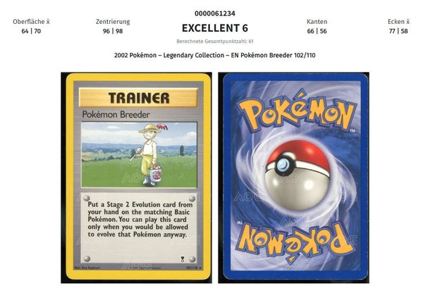 AOG Graded 6 - 2002 Pokémon – Legendary Collection – EN Pokémon Breeder 102/110